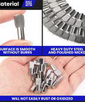 Close-up of 200 Pack 5mm Spoon Shaped Shelf Pins And Cabinet Shelf Pegs Metal Nickel Finish in hand showing size and finish