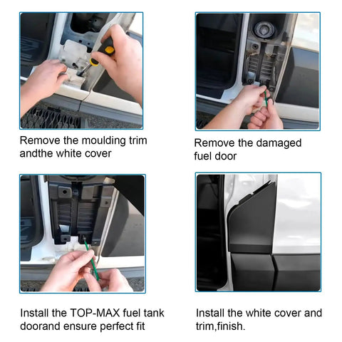 Installation steps for Ford Transit Fuel Door Replacement For 2015-2023 Transit Vans 150 250 350 HD Gas Engine Only Not For Diesel