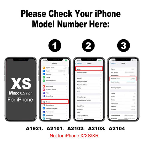 IPhone XS Max Ear Speaker Replacement Kit With Proximity Sensor Flex Cable For 6.5 Inch Models A1921 A2101 A2102 A2103 A2104 OEM Proximity Light Sensor Repair DIY model check guide