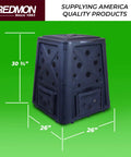 Outdoor Compost Bin With Lift Off Lid 65 Gallon Capacity Four Door Access And Vent Holes Durable Black Garden Waste Caddy