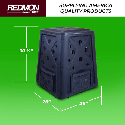 Outdoor Compost Bin With Lift Off Lid 65 Gallon Capacity Four Door Access And Vent Holes Durable Black Garden Waste Caddy