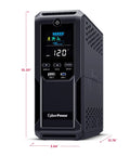 Front view of Intelligent LCD UPS Battery Backup And Surge Protector with 1500VA 900W power, LCD display, and 12 outlets.