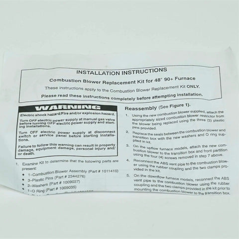 Installation instructions for Draft Inducer Motor Replacement For ICP Arcoaire Comfortmaker Heil Tempstar Furnaces.