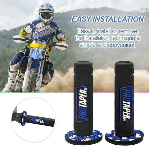Universal 22mm Seven Eighths Inch Twist Throttle Grip And Cable Kit For Cross Country Dirt And Pit Bikes with blue grips
