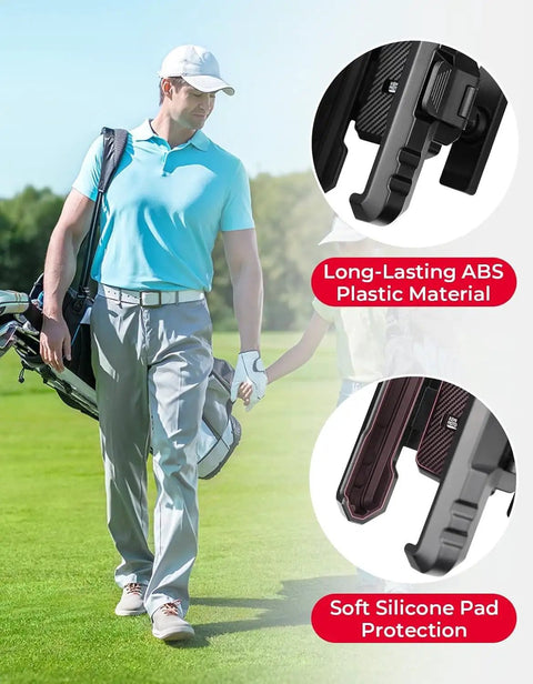 Hella Strong Magnetic Golf Cart Phone Holder And Tractor Mount featuring robust ABS plastic and soft silicone pad protection.