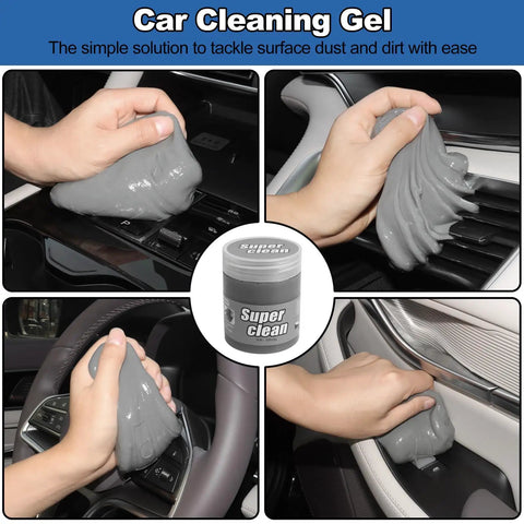 Pro Grade Car Interior Detailing Kit With Extendable Windshield Cleaner Tool, 14 Piece Set, cleaning gel on dashboard panels
