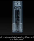 X-ray view of HushJet Mini Personal Fan With Quiet Evaporative Cooling, showing rechargeable battery and internal components.
