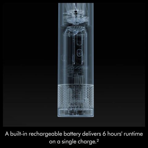 X-ray view of HushJet Mini Personal Fan With Quiet Evaporative Cooling, showing rechargeable battery and internal components.