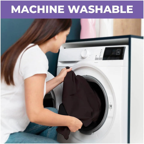 Stretchy Spandex Piano Keyboard Cover For 88 Keys being placed in washing machine, highlighting machine washable feature