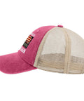 Side view of Pink Adjustable Trucker Hat For Men With Anti Sweat Band Dope Lightweight Athletic Cap Breathable Mesh Back Everyday Casual Outdoor