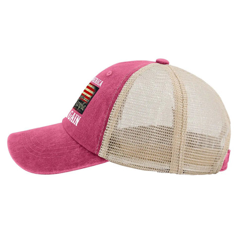 Side view of Pink Adjustable Trucker Hat For Men With Anti Sweat Band Dope Lightweight Athletic Cap Breathable Mesh Back Everyday Casual Outdoor