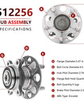 Diagram of Pair Rear Wheel Hub Assembly And Bearing For Honda Civic 2006 2011 EX SI Models And Acura CSX 2006 2011 ABS features labeled