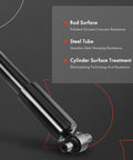 Rear Shock Absorber 2 Piece Set For Chevrolet Traverse 2009-2017 Buick Enclave 2008-2017 GMC Acadia 2007-2016 Acadia Limited 2017 Saturn Outlook 2007-2010 featuring polished chrome rod and steel tube on black background