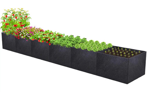 12x2x1ft Fabric Raised Garden Bed For Outdoors Nonwoven Planter Box Easy Setup No Tools Needed with plants growing