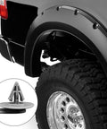 Car with installed fender showcasing 25Pcs Wheel Arch Trim Clips For Mini Cooper R50 R52 R53 R56 Exterior Plastic Fender Clips Replacement OEM Style Grey, Easy Install, Durable Clip Set For Fender Trim And Body Panel Seams