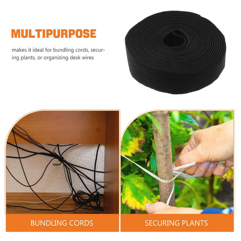 Reusable Black Polyester Cable Ties For Desk Wire Management Heavy Duty Cord Straps For Computer Setup Electronic Organizer bundling cords.