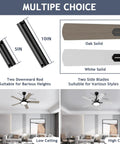 52 Inch Ceiling Fan With Light And Remote showing two blade finishes and mounting options for different ceiling heights.