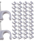 100 Pcs Wire Staples And Cable Clips With Steel Nails PE Material for Ethernet and Coaxial Cables, Gray, product shown with close-up view.