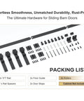 6 Ft Mini Cabinet Bi Folding Sliding Barn Door Hardware Track Kit For 4 Doors, includes rails, rollers, spacers, guides.