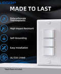 Three Paddle Decorator Rocker Light Switch For In Wall Installation 15A 120V Single Pole Electrical Paddle Self Grounding