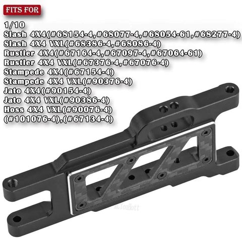 Aluminum Suspension Arms And Caster Block And Steering Blocks And Rear Stub Axle Carriers And Arm Suspension Mount For One Tenth Slash 4X4 Rustler Jato Stampede Hoss 4X4 4WD VXL RC Cars, CNC machined 6061-T6 aluminum, black anodized