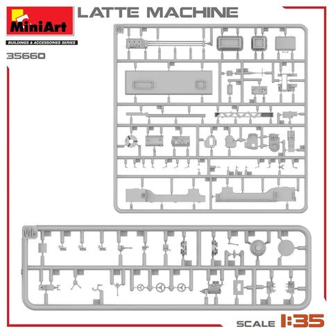 One Thirty Five Scale Lathe Machine Model Kit For Collectors Unpainted sprues and parts layout display