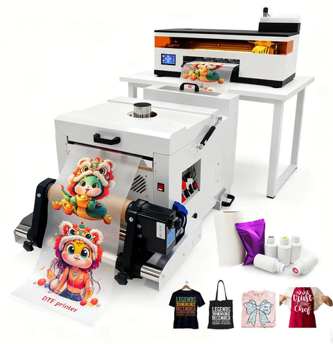 13 Inch DTF Printer With Industrial Print Head High Speed DTF Printing Machine printing colorful design on fabric
