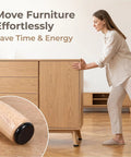 16 Piece Heavy Duty Furniture Sliders With Strong Self Adhesive Base Black Glide Pads, shown in use for easy furniture movement.