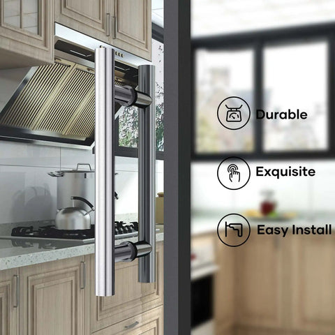 12 Inch Stainless Steel Double Sided Push Pull Door Handle H Shape Brushed Finish For Glass Doors And Wooden Doors 2 Pack