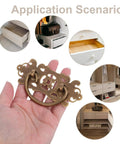 Hand holding Old School Brass Drawer Pulls Set 2 Antique Cabinet Handles Small Retro Hollow Carved Brass Knobs application examples