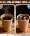 300 Count 8 Oz Unbleached Kraft Paper Cups Disposable Coffee Cups For Hot Or Cold Drinks Leak Resistant And Sturdy Ideal For Parties Home Or Office Use