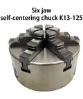 Six-jaw self-centering lathe chuck K13-125, 125mm metal chuck, front view