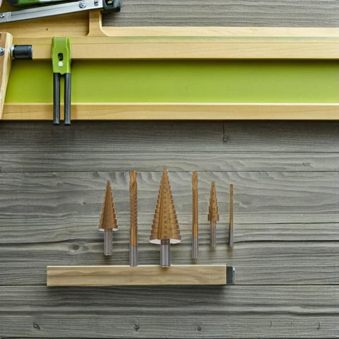 Premium Hss Step Drill Bit Kit 6 Piece Set With Spiral Grooves For Smooth Edges Countersink Design Plus Storage Box Perfect For DIY pros and home projects on metal sheet and wood, gold bits