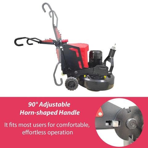 Planetary Electric Concrete Floor Grinder With 12 Grinding Heads 18.5kW Self Propelled Floor Polisher side view with adjustable handle