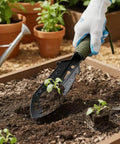 Beast 9 In 1 Portable Camping Shovel Multi Tool with serrated blade used for gardening and planting in soil, black handle with paracord.