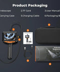 Two Way Articulating Borescope With Light 0.24 Inch Endoscope Camera For Tight Spaces, 5 Inch IPS Screen packaging contents