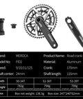 Road Bike Crankset 170mm Direct Mounted Hollow One Piece Double Disc For 9 10 11 12 Speed Available With 50 34T, 52 36T, And 53 39T Chainrings Delivers Stiff Power Transfer For Fast Roadie Rides with product specs