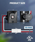 Outdoor Post Light Dusk To Dawn Sensor Switch dimensions with UL listing and wiring details for easy outdoor pole lighting setup