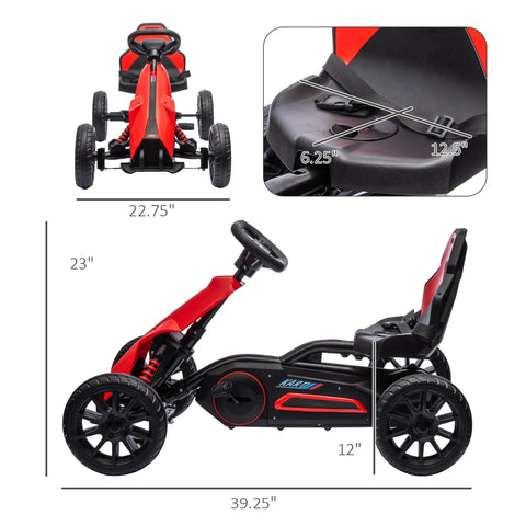 Kid Pedal Go Kart For Outdoors With Adjustable 4 Position Seat Swing Axle Handbrake And Non Slip EVA Wheels Ride On Toy