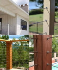 Stainless Steel Protector Sleeves for deck cable railing on wood and composite posts, marine grade T316, outdoor setting