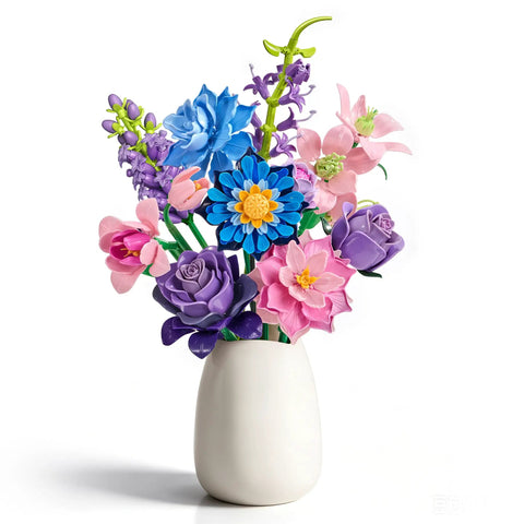 Monet Inspired Water Lily Bouquet Building Set With 603 ABS Bricks To Create A Dope Lifelike Flower Display For Adults And Art Lovers A Great Gift For Creative Home Decor. Colorful ABS brick flower bouquet in white vase