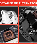 Heavy Duty Alternator Replacement for Honda and Acura Vehicles detailing plug, bolt and casing of the alternator part