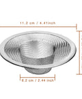 2 Pack Heavy Duty Stainless Steel Sink Strainer Pair, No Clog Hair Catcher Filter Basket Trap, mesh drain basket 11.2cm size.