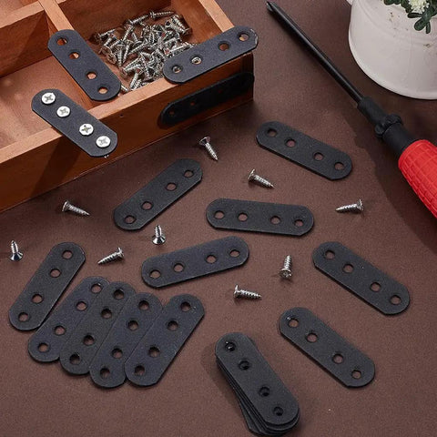 Heavy Duty Wood Bracket Kit With 20 Flat Metal Joining Plates Black 2.16 X 0.71 Inch And 80 Screws for repairs