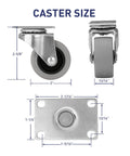 Dimensions of 2 Inch Heavy Duty Rubber Caster Wheels Set Of 4 With Swivel Plate Castors 320 Lb Total Capacity in diagram