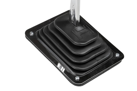 Shifter Boot And Plate Kit For B-4 Shifter Black Rubber Boot With Rectangular Chrome Trim Ring 6.5 Inch Long By 5.25 Inch Wide Easy Install