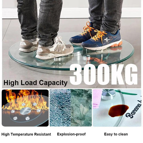 Round Lazy Susan Turntable For Dining Tables 20 To 43 Inches Smooth 360 Degree Rotating Serving Tray Clear Tempered Glass Centerpiece For Kitchen Island Heavy Duty Easy Clean Large Tabletop For Hosting Fam Dinners supporting 300kg weight