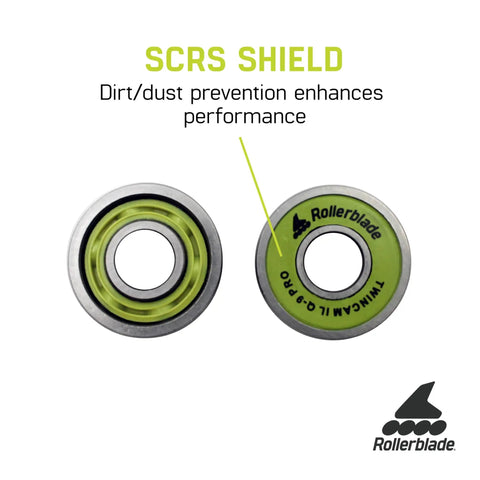 Inline Skate Bearing Set ILQ 9 Pro With Six Ball Design And SCRS Shield For Dirt Prevention TK Gel Coated Bearings Green