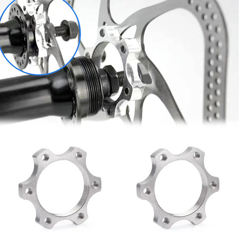 2 Pack 44 Mm Bike Freewheel Threaded Hubs and 6 Bolt Disc Rotor Flange Adapter Made From Premium Aluminum Alloy