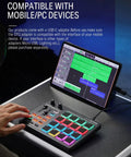 Studio Grade MIDI Pad Beat Maker Drum Machine With 16 Backlit Pads, 3 Pad Banks For 48 Assignable Pads, connected to tablet